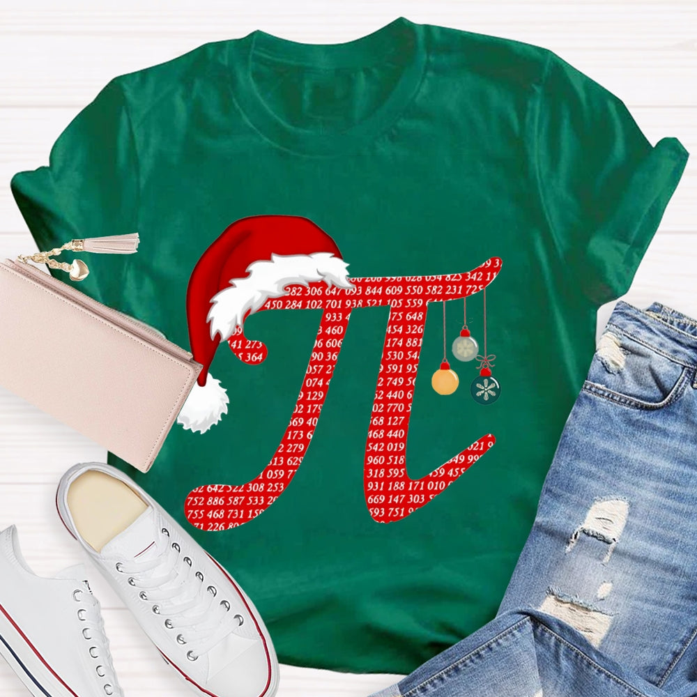 Pi Wearing A Santa Hat Christmas T-shirt