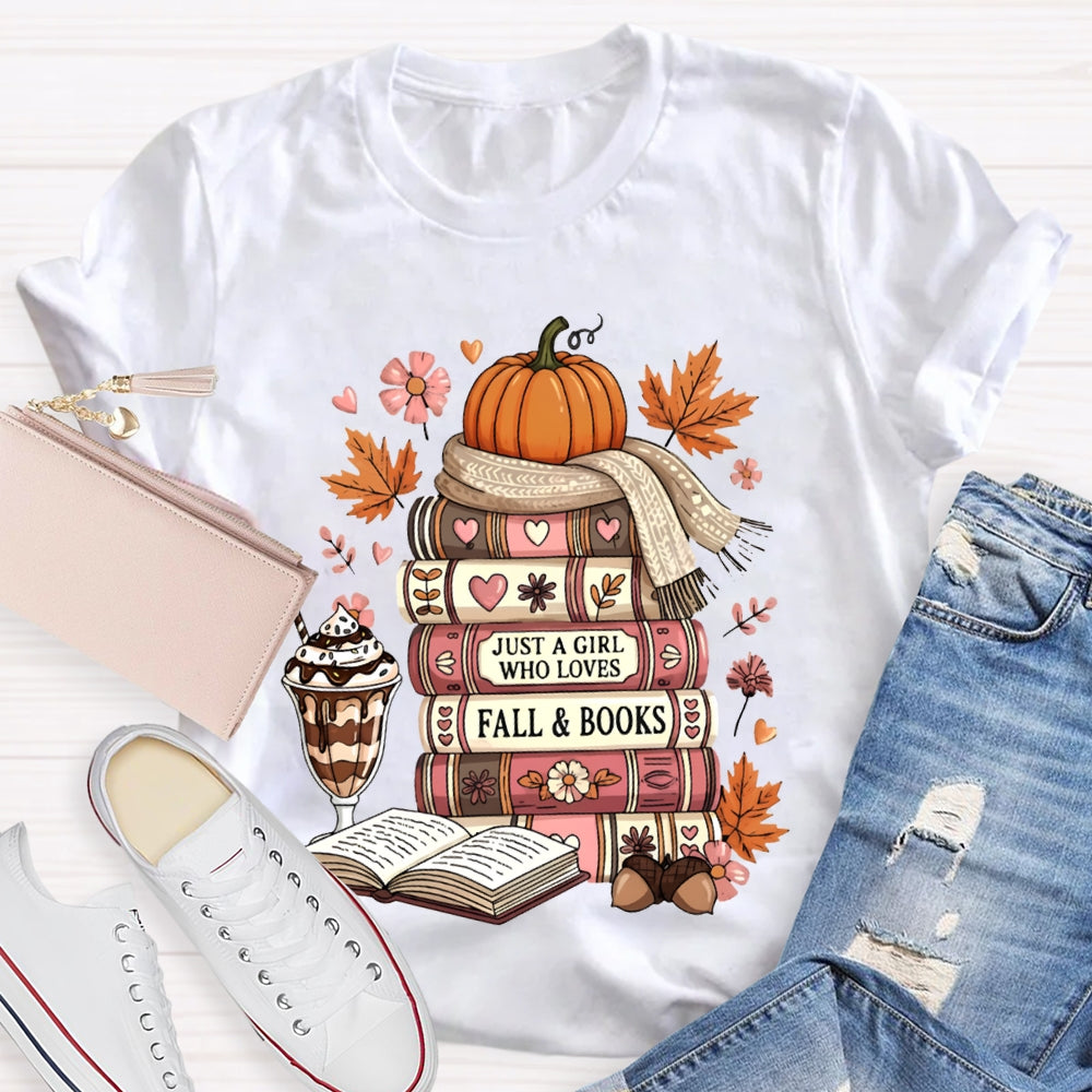 Just A Girl Who Loves Fall And Books Read Thanksgiving T-shirt