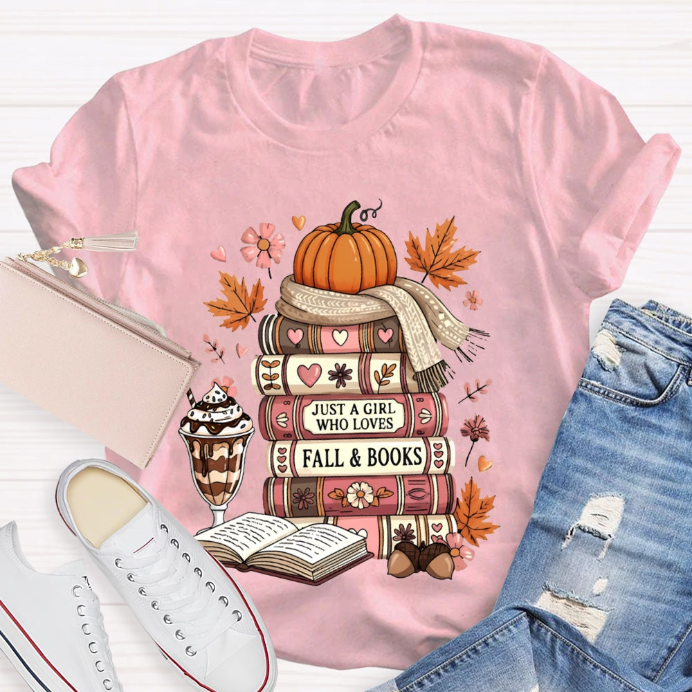 Just A Girl Who Loves Fall And Books Read Thanksgiving T-shirt