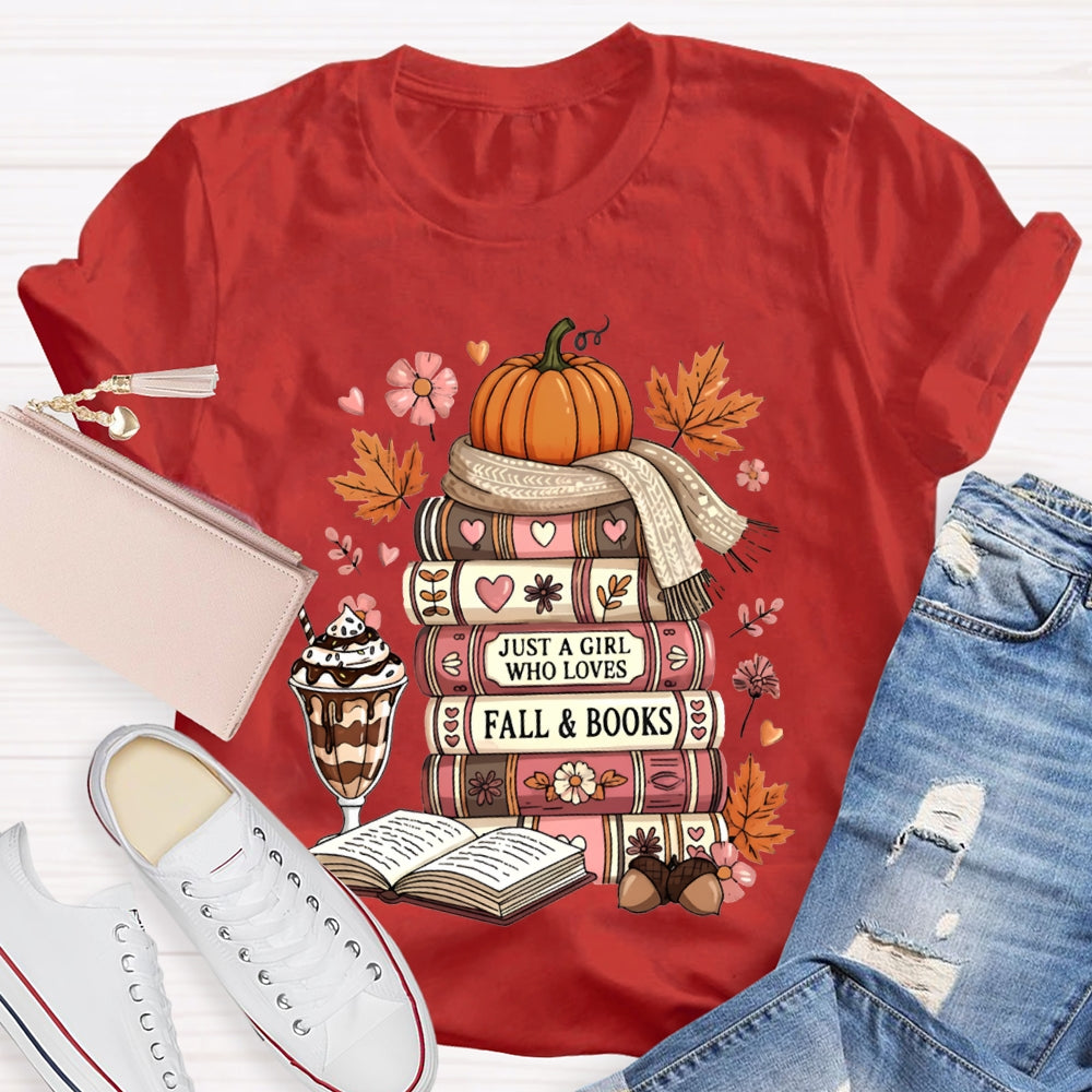 Just A Girl Who Loves Fall And Books Read Thanksgiving T-shirt