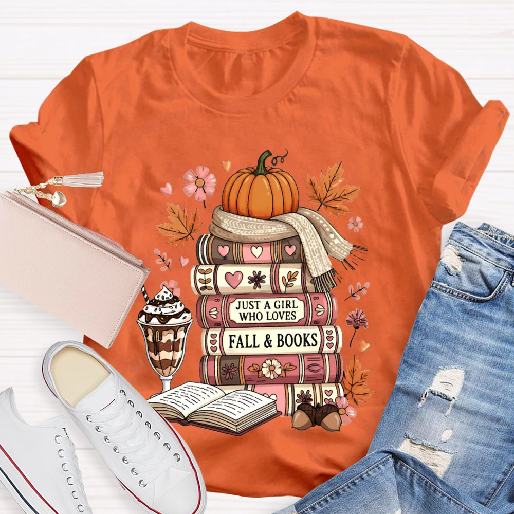 Just A Girl Who Loves Fall And Books Read Thanksgiving T-shirt