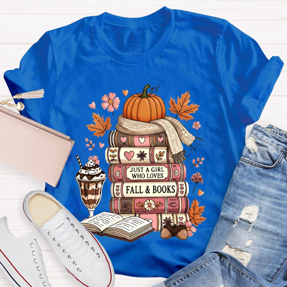 Just A Girl Who Loves Fall And Books Read Thanksgiving T-shirt
