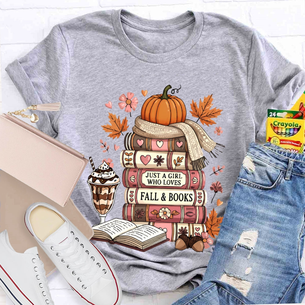 Just A Girl Who Loves Fall And Books Read Thanksgiving T-shirt