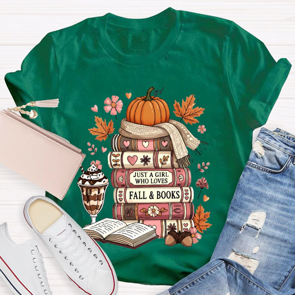 Just A Girl Who Loves Fall And Books Read Thanksgiving T-shirt