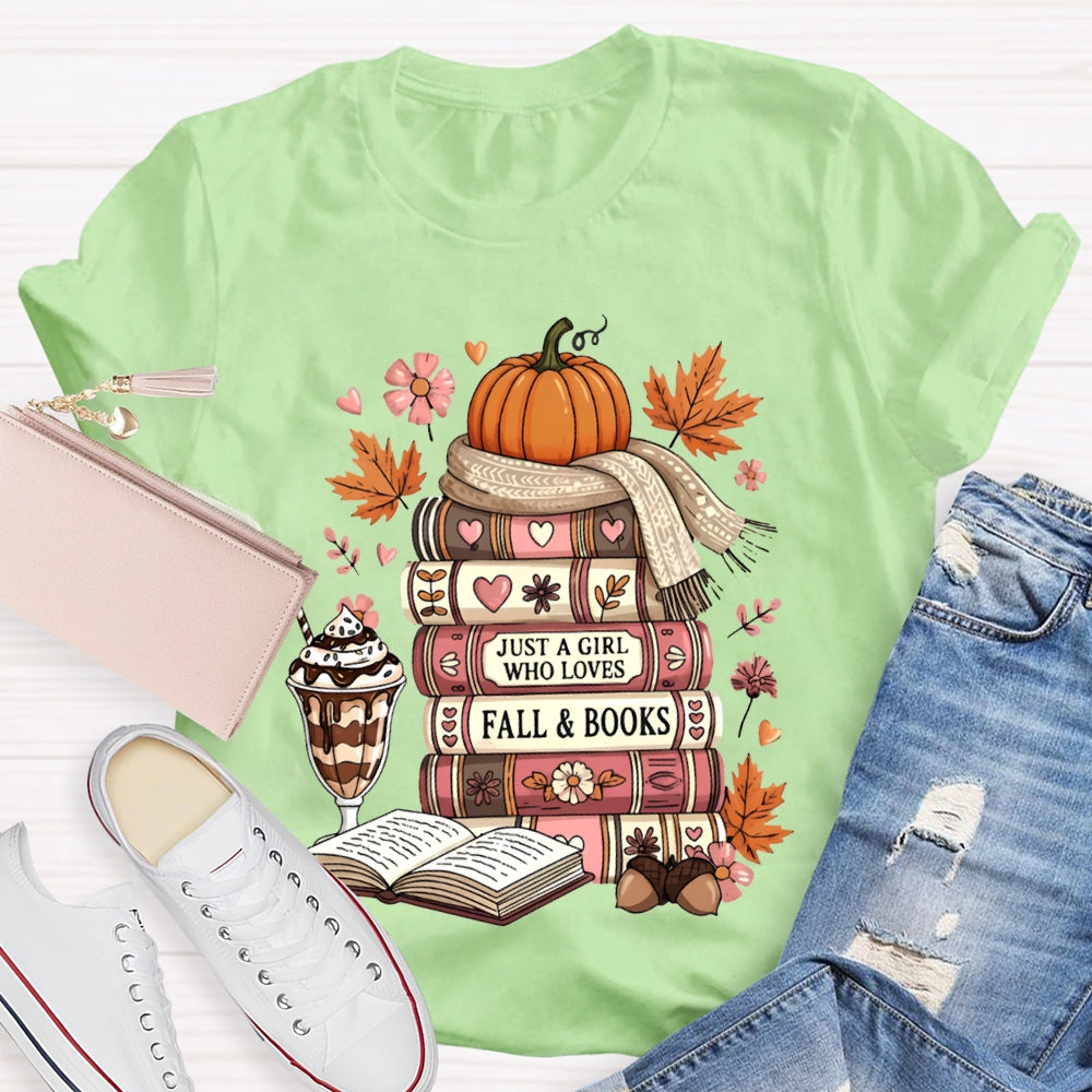Just A Girl Who Loves Fall And Books Read Thanksgiving T-shirt