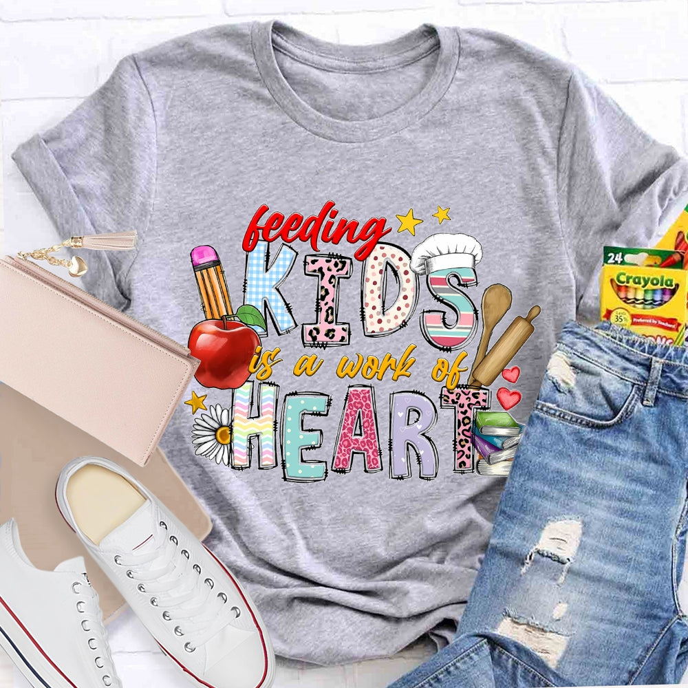 Feeling Kids Is A Work Of Heart Apple And Colored Fonts T-shirt