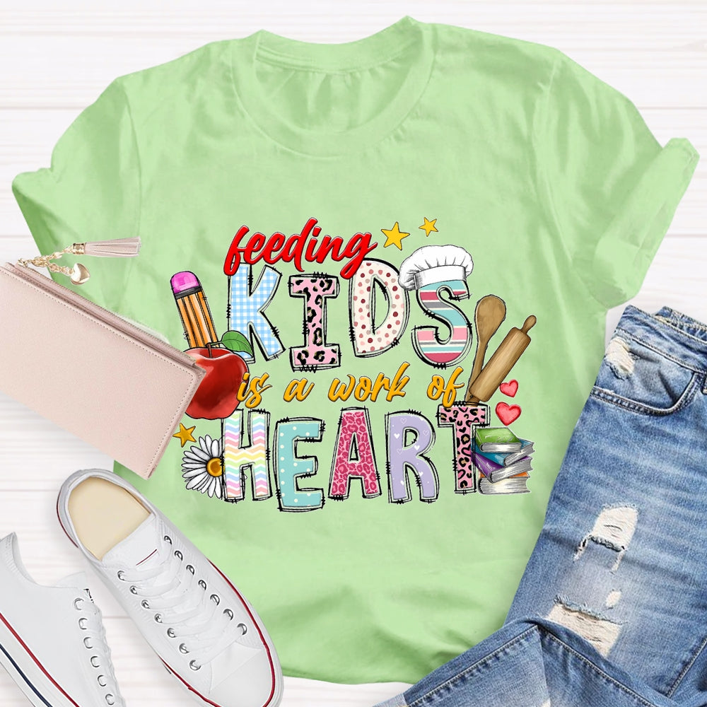 Feeling Kids Is A Work Of Heart Apple And Colored Fonts T-shirt