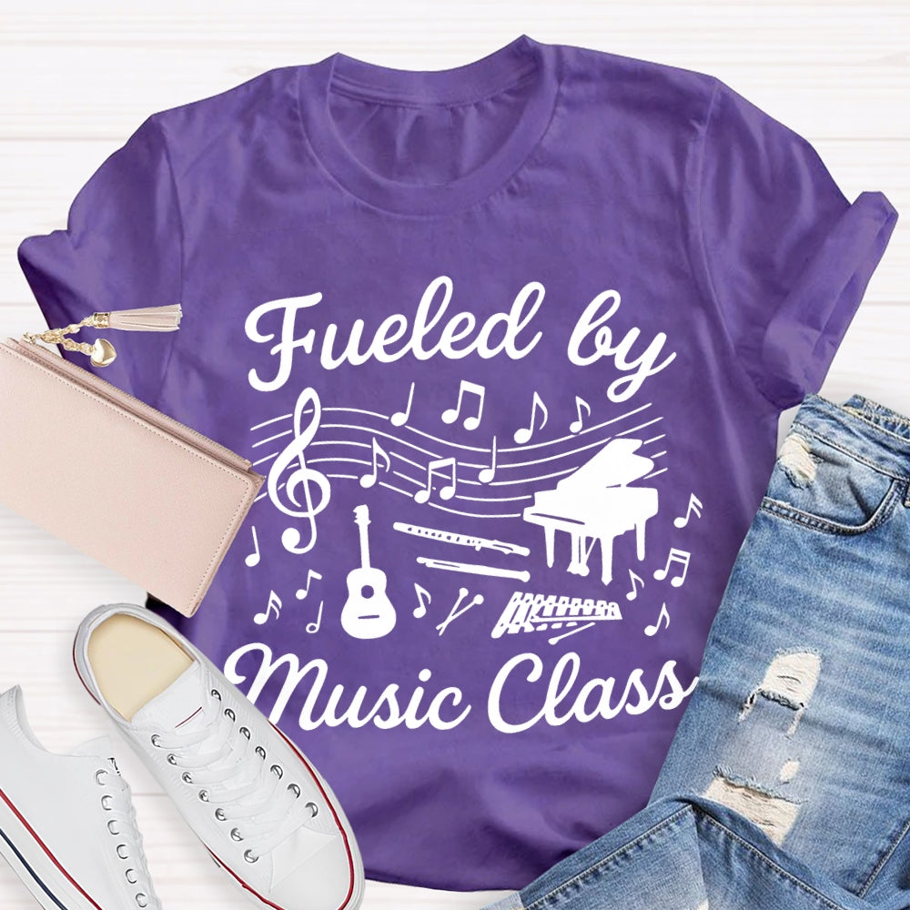 Fueled By Music Class Musical Notation And Notes Music Teacher T-shirt
