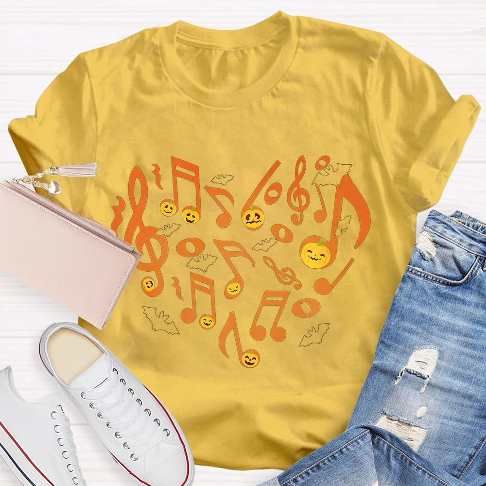 Musical Notes Pumpkin Heart Halloween T-shirt