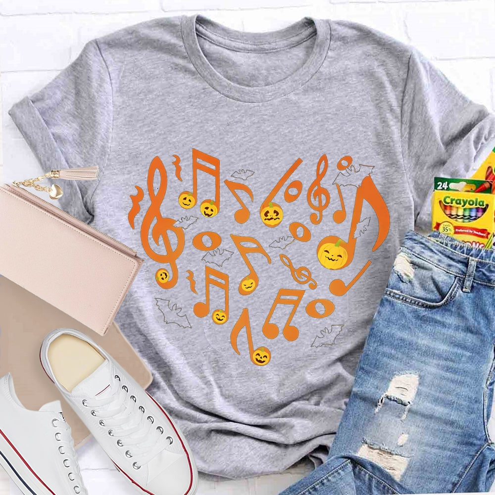 Musical Notes Pumpkin Heart Halloween T-shirt