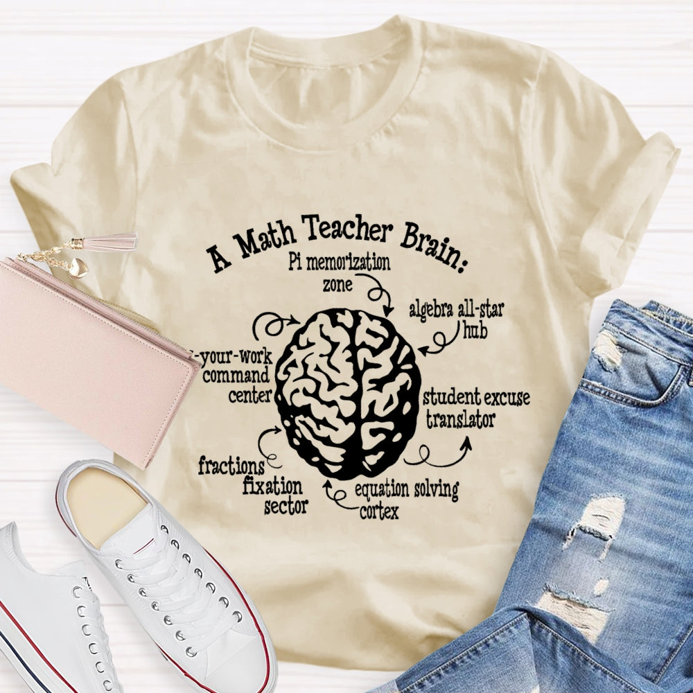 Maths Teacher Brain Funny Professional Teacher  T-shirt