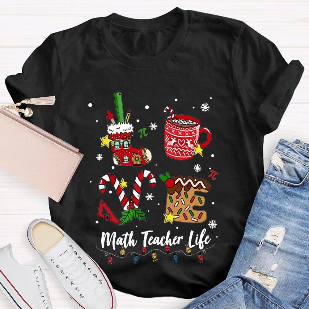 Love Math Teacher Life Christmas T-shirt