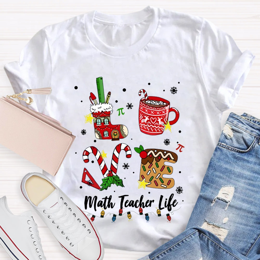 Love Math Teacher Life Christmas T-shirt