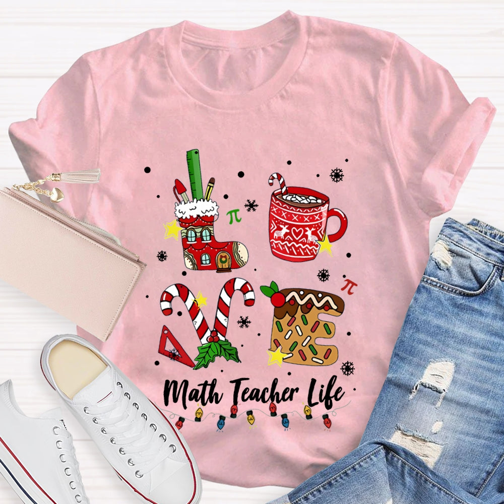 Love Math Teacher Life Christmas T-shirt