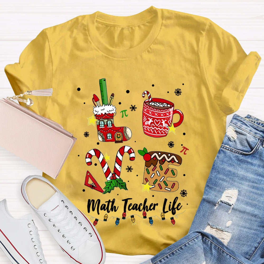 Love Math Teacher Life Christmas T-shirt