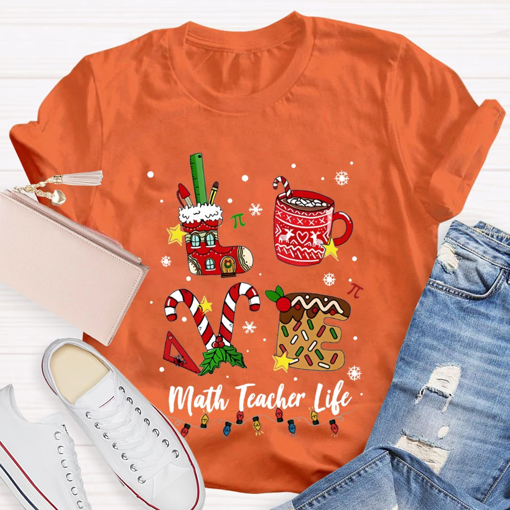 Love Math Teacher Life Christmas T-shirt