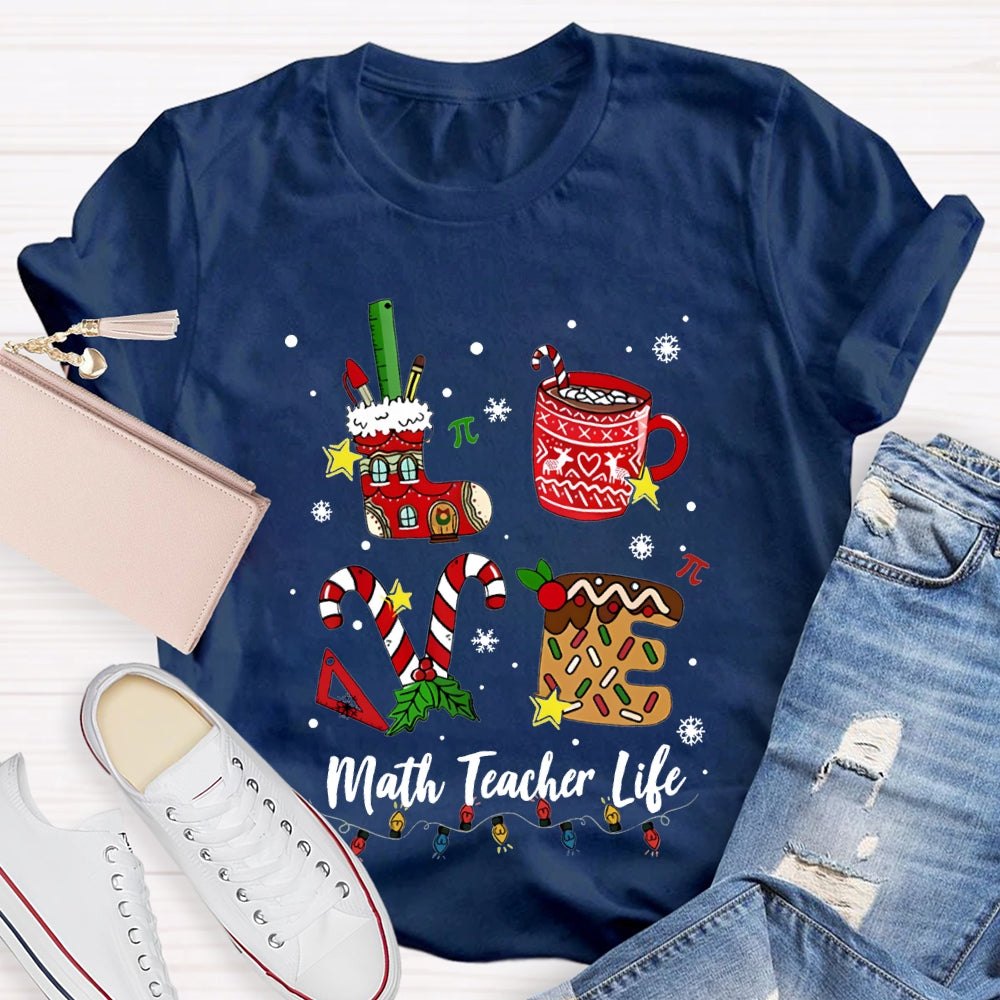 Love Math Teacher Life Christmas T-shirt