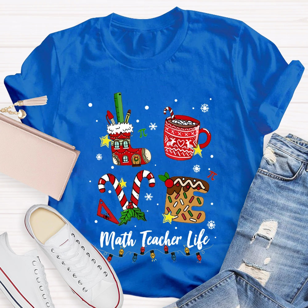 Love Math Teacher Life Christmas T-shirt