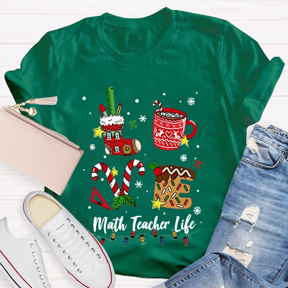 Love Math Teacher Life Christmas T-shirt