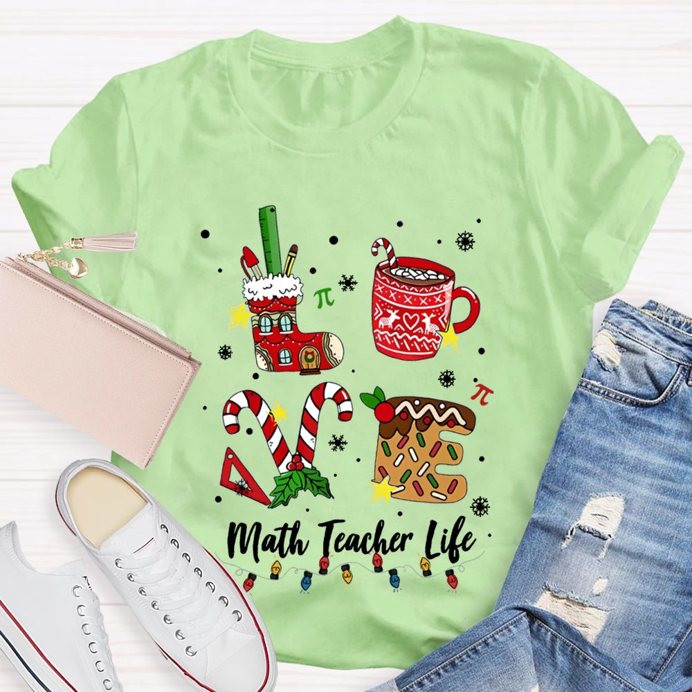 Love Math Teacher Life Christmas T-shirt