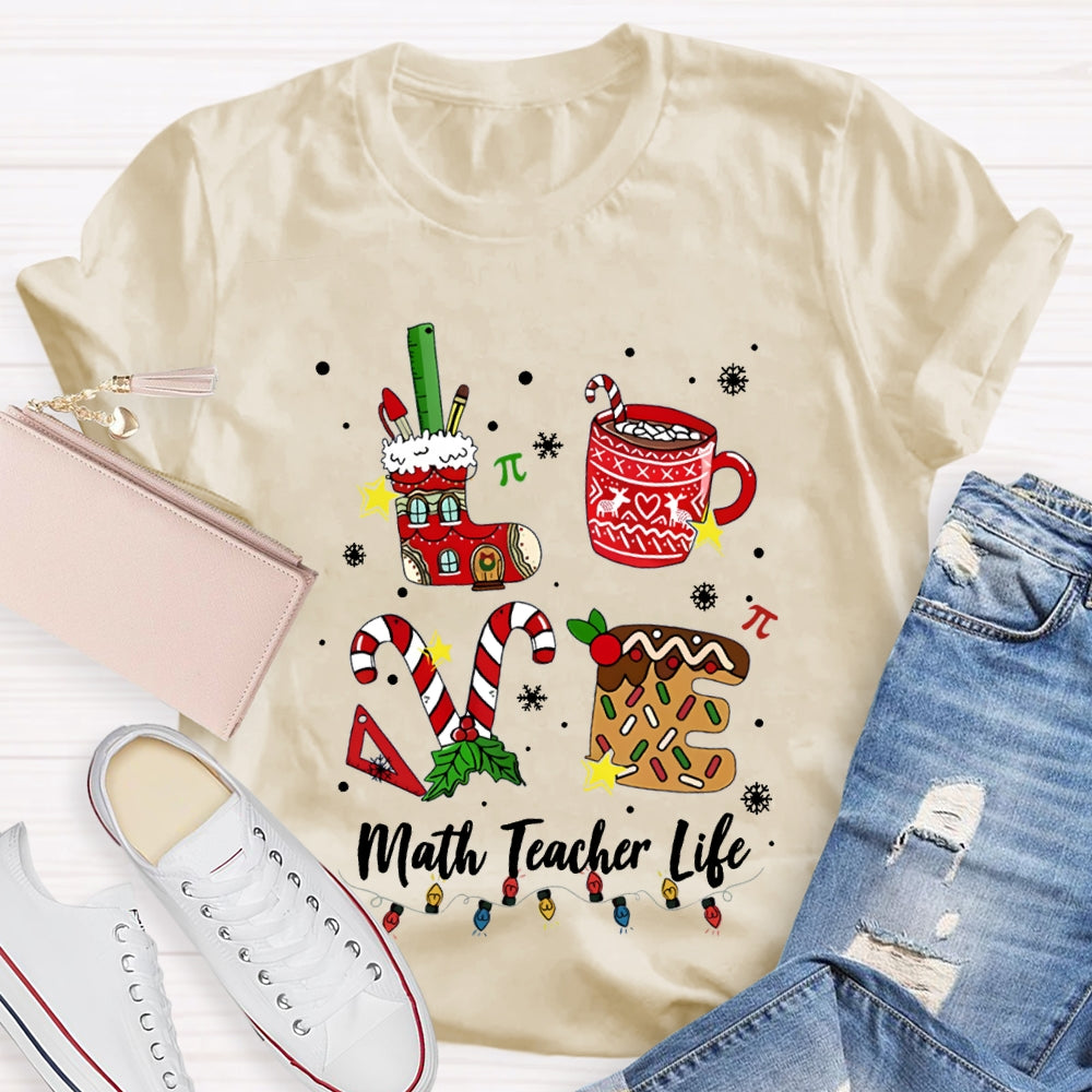 Love Math Teacher Life Christmas T-shirt