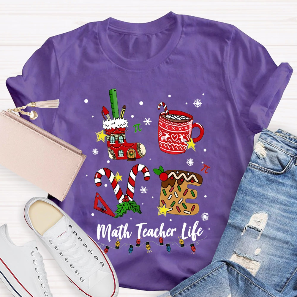 Love Math Teacher Life Christmas T-shirt