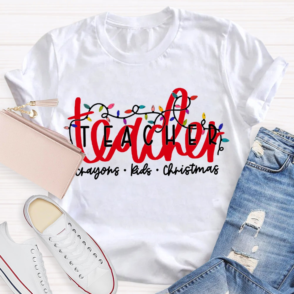 Teacher Crayons Kids Christmas Lanterns T-shirt