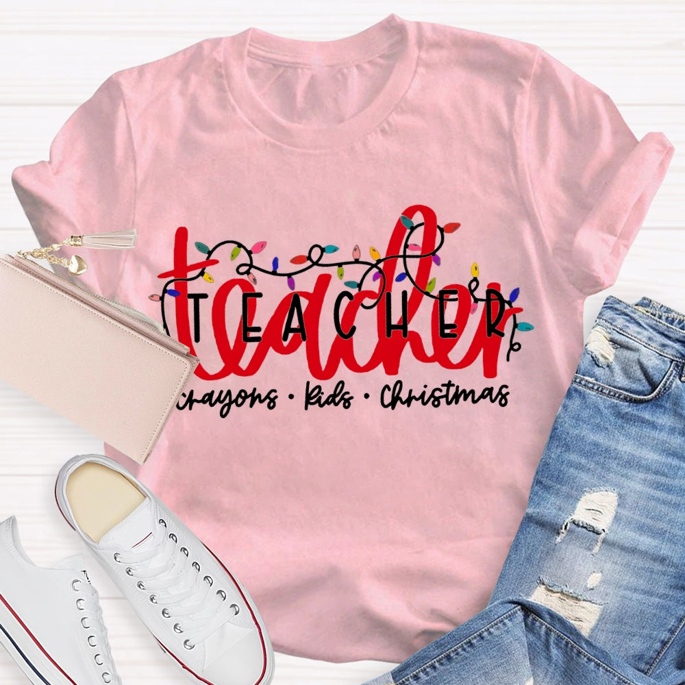 Teacher Crayons Kids Christmas Lanterns T-shirt
