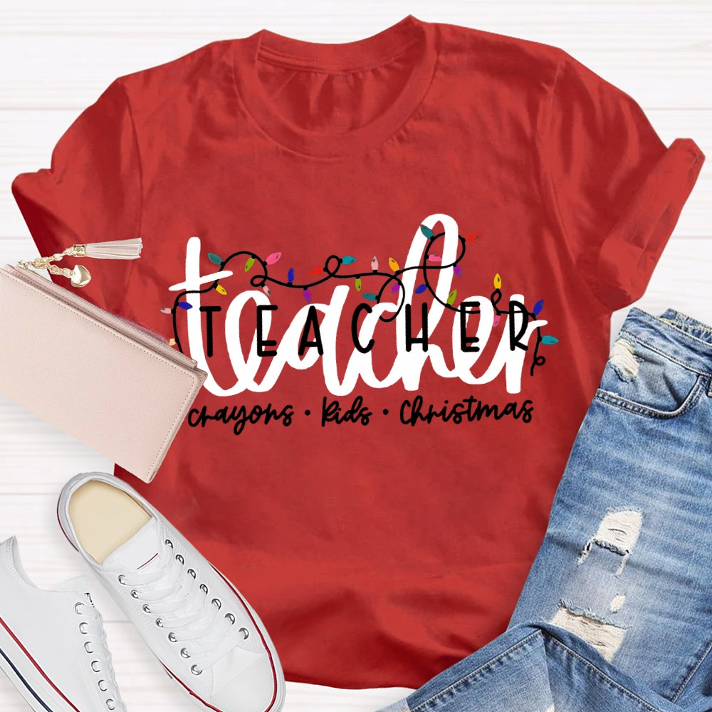 Teacher Crayons Kids Christmas Lanterns T-shirt