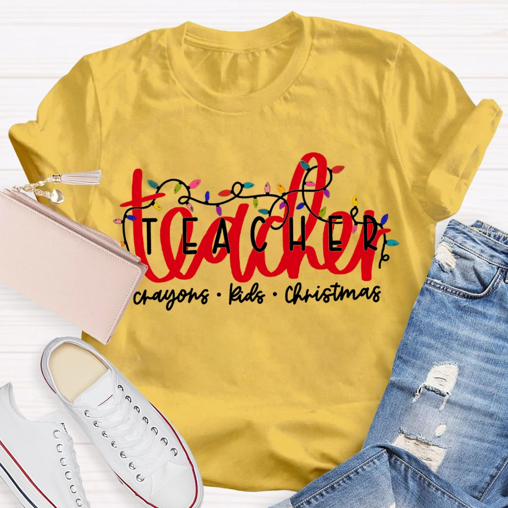 Teacher Crayons Kids Christmas Lanterns T-shirt