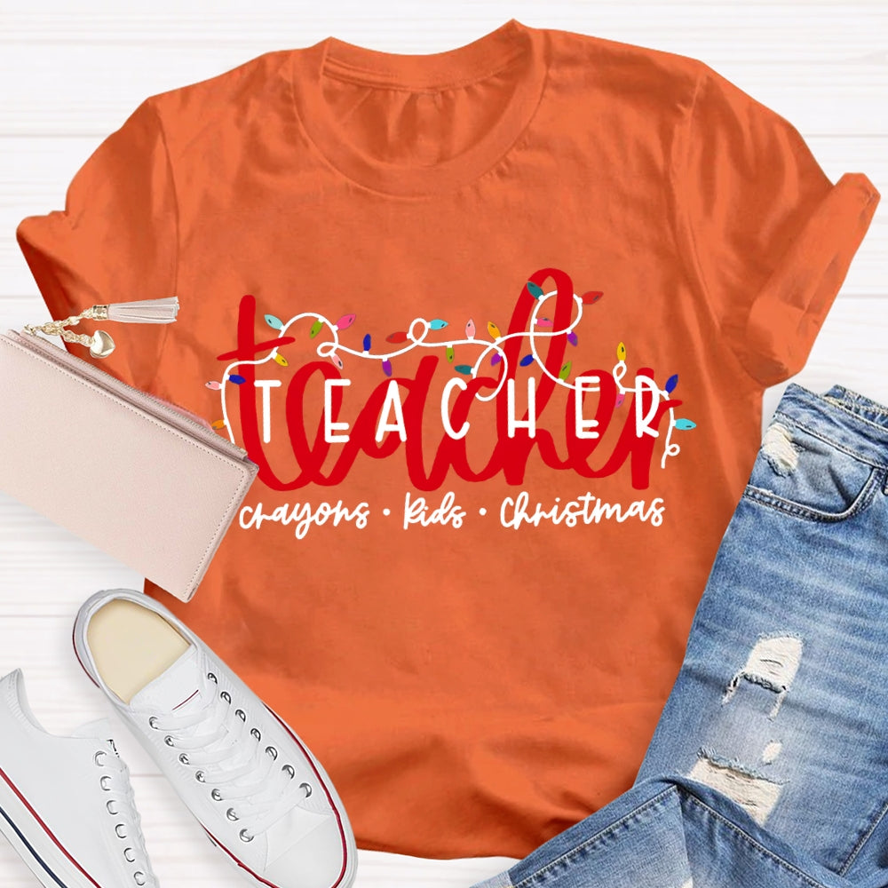 Teacher Crayons Kids Christmas Lanterns T-shirt