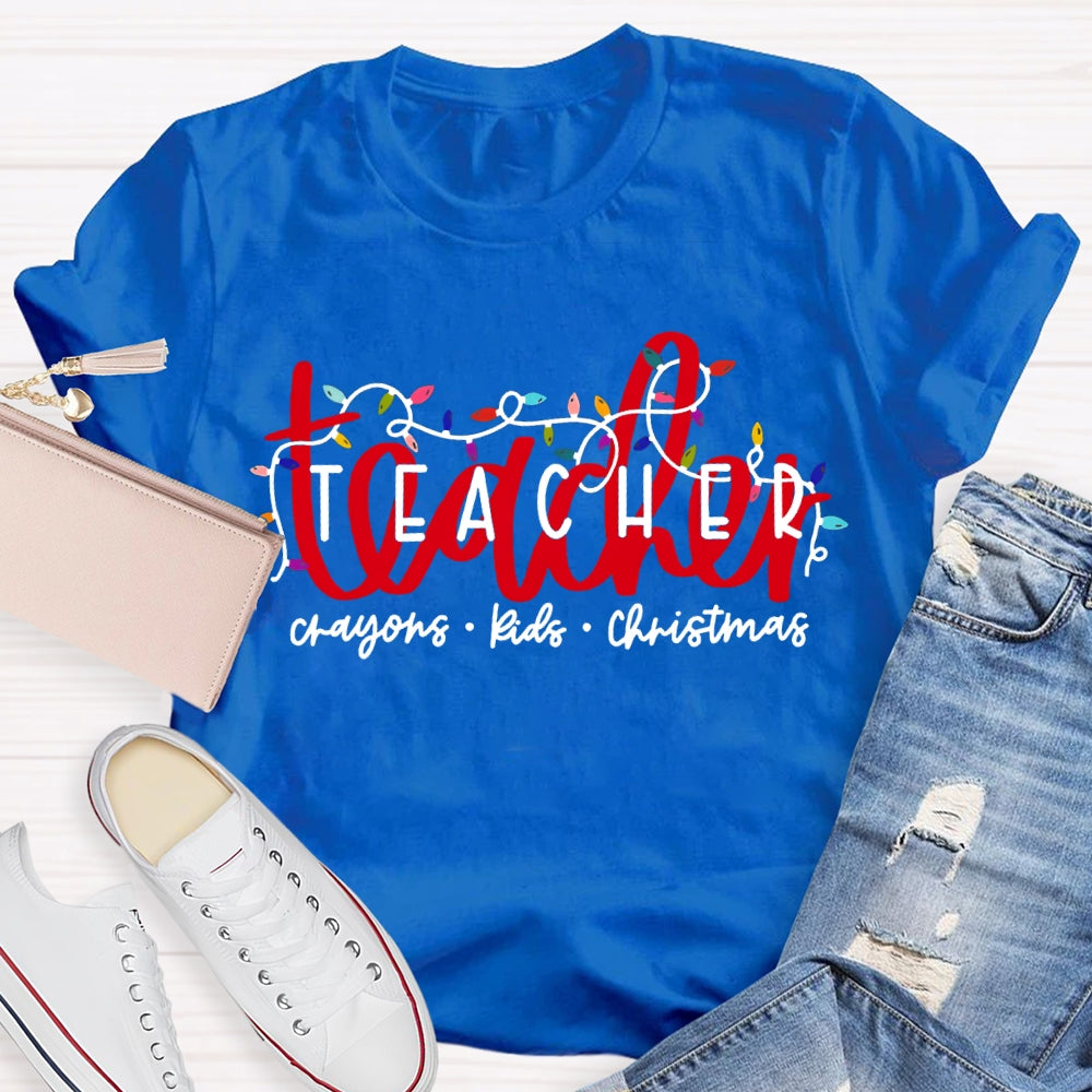 Teacher Crayons Kids Christmas Lanterns T-shirt
