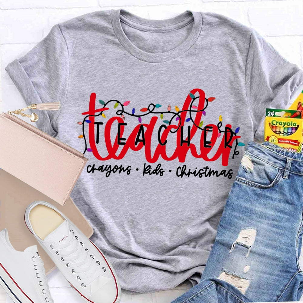 Teacher Crayons Kids Christmas Lanterns T-shirt