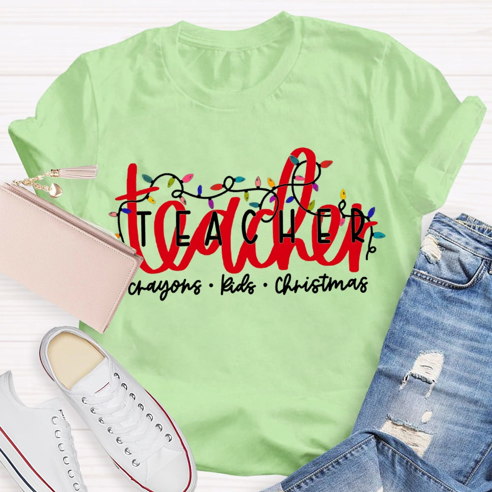 Teacher Crayons Kids Christmas Lanterns T-shirt