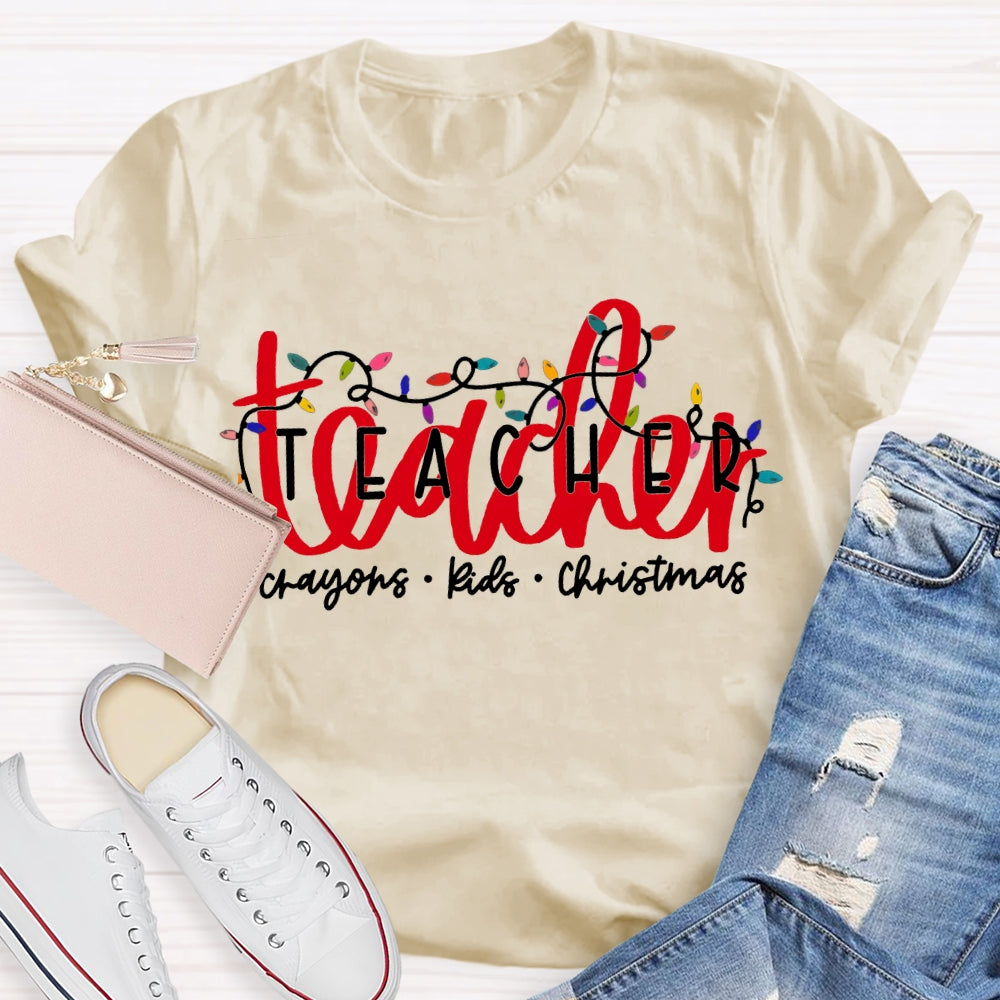 Teacher Crayons Kids Christmas Lanterns T-shirt
