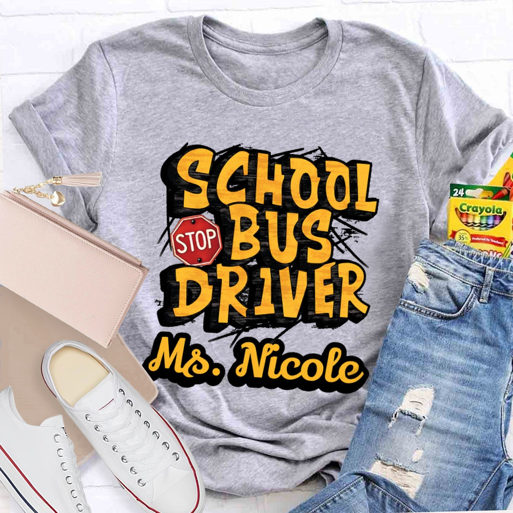 Personalized Name School Bus Driver Letters T-shirt