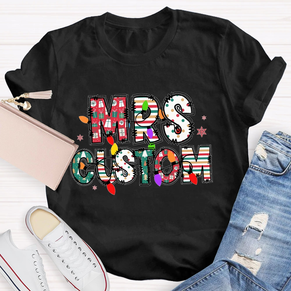 Personalized Name Christmas Lights Letters T-shirt