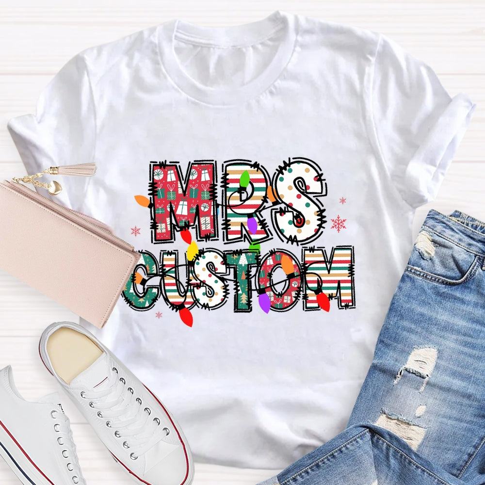 Personalized Name Christmas Lights Letters T-shirt