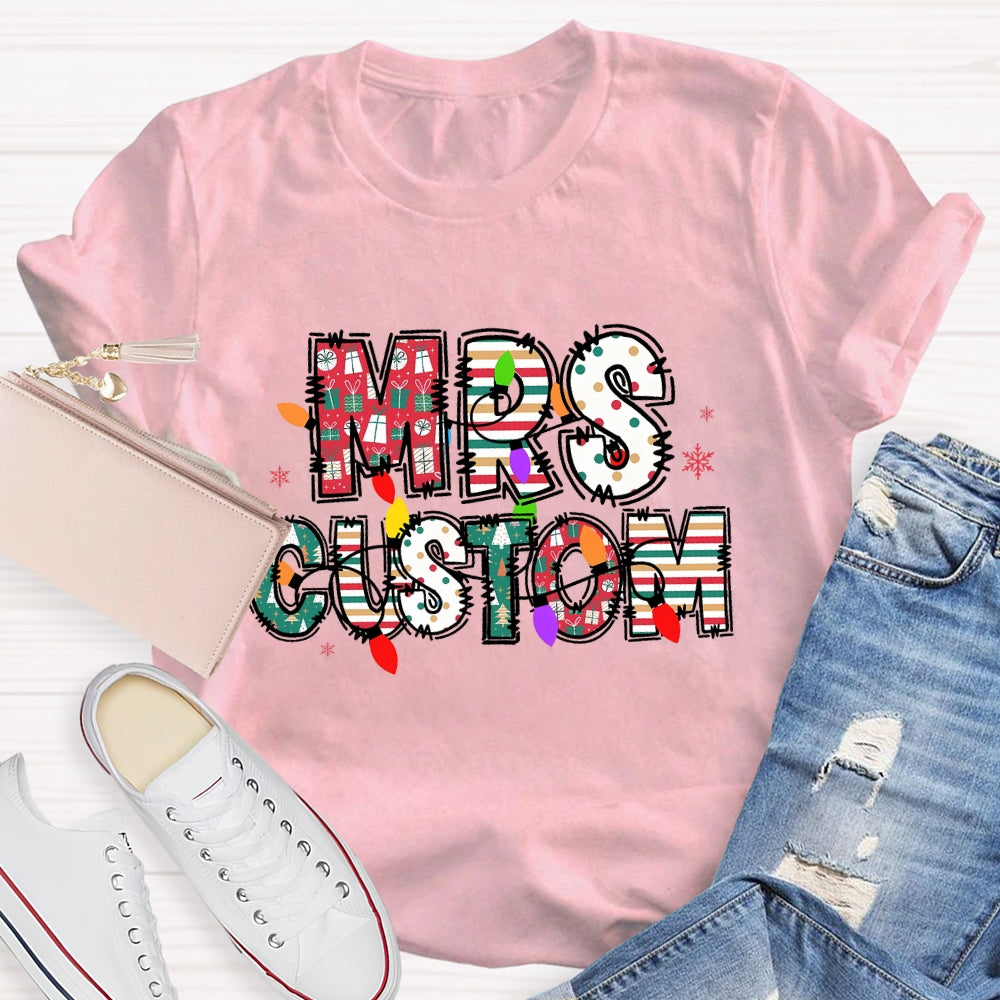 Personalized Name Christmas Lights Letters T-shirt