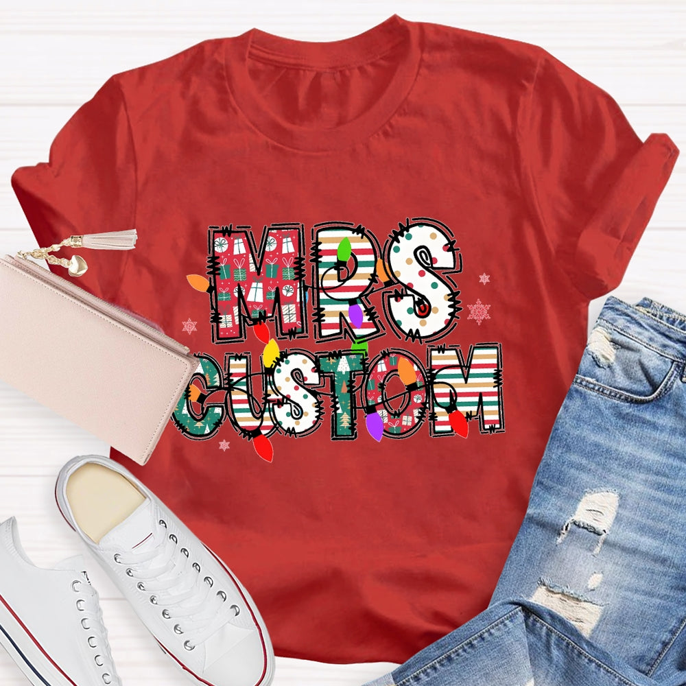 Personalized Name Christmas Lights Letters T-shirt