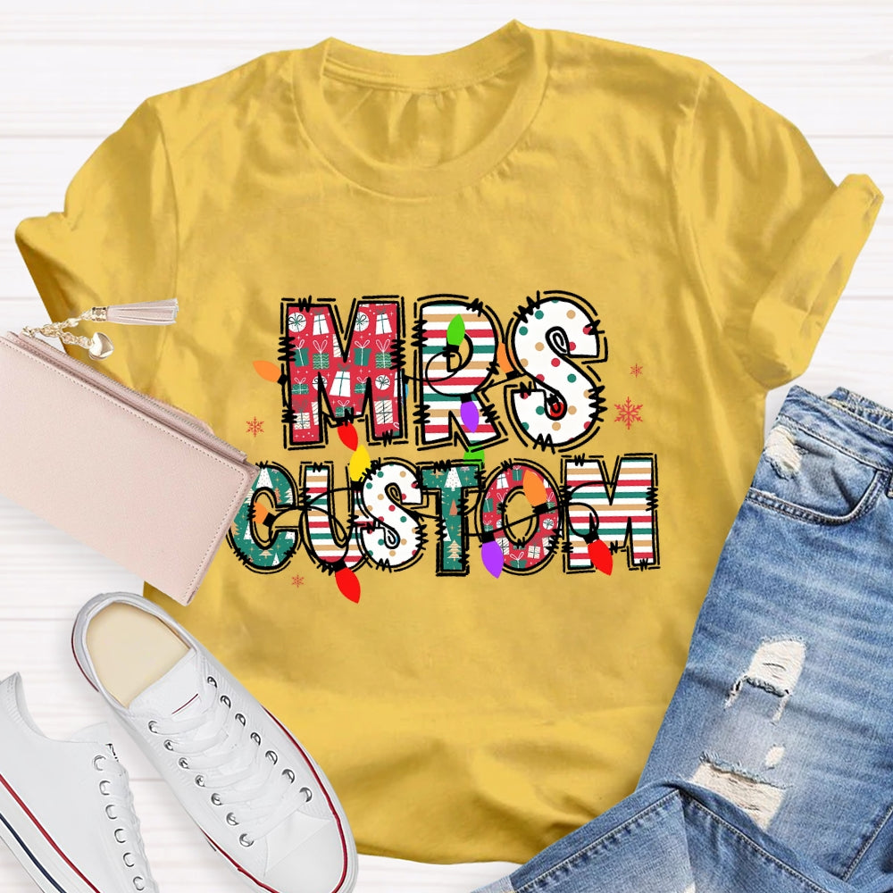 Personalized Name Christmas Lights Letters T-shirt