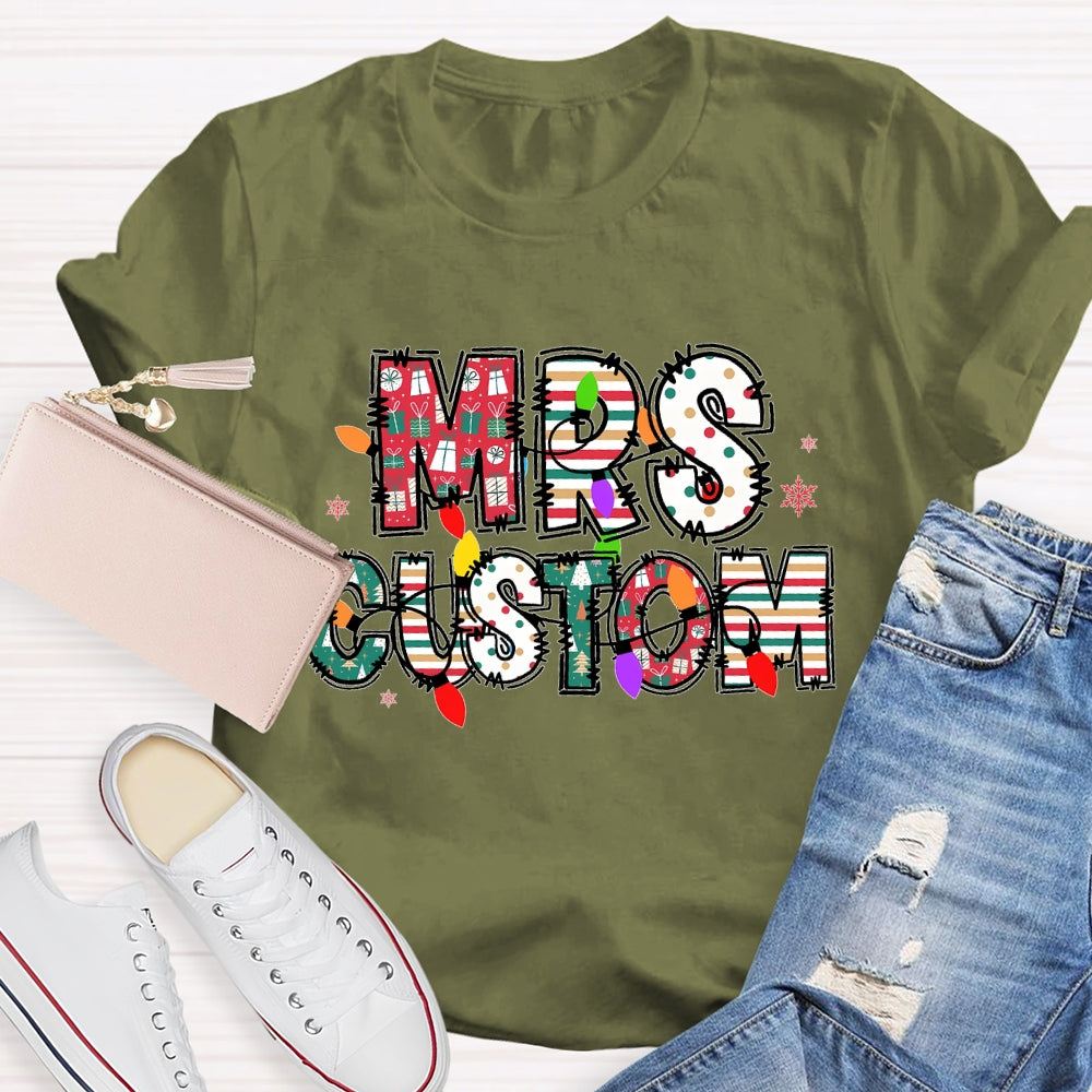 Personalized Name Christmas Lights Letters T-shirt