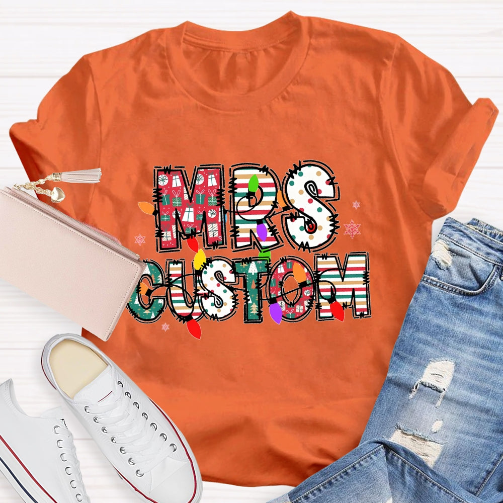 Personalized Name Christmas Lights Letters T-shirt