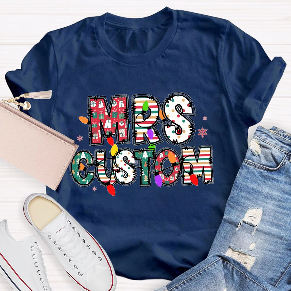 Personalized Name Christmas Lights Letters T-shirt