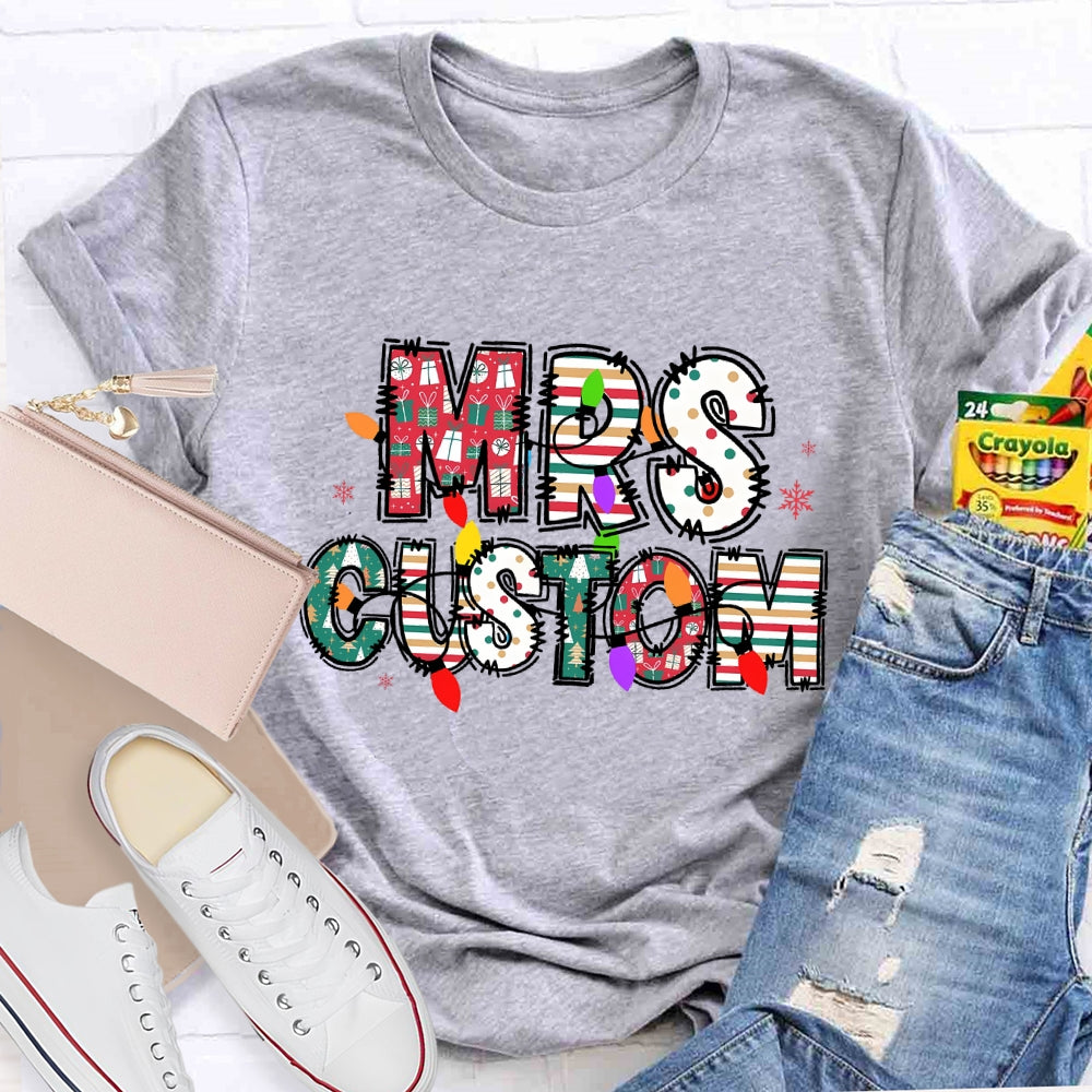 Personalized Name Christmas Lights Letters T-shirt