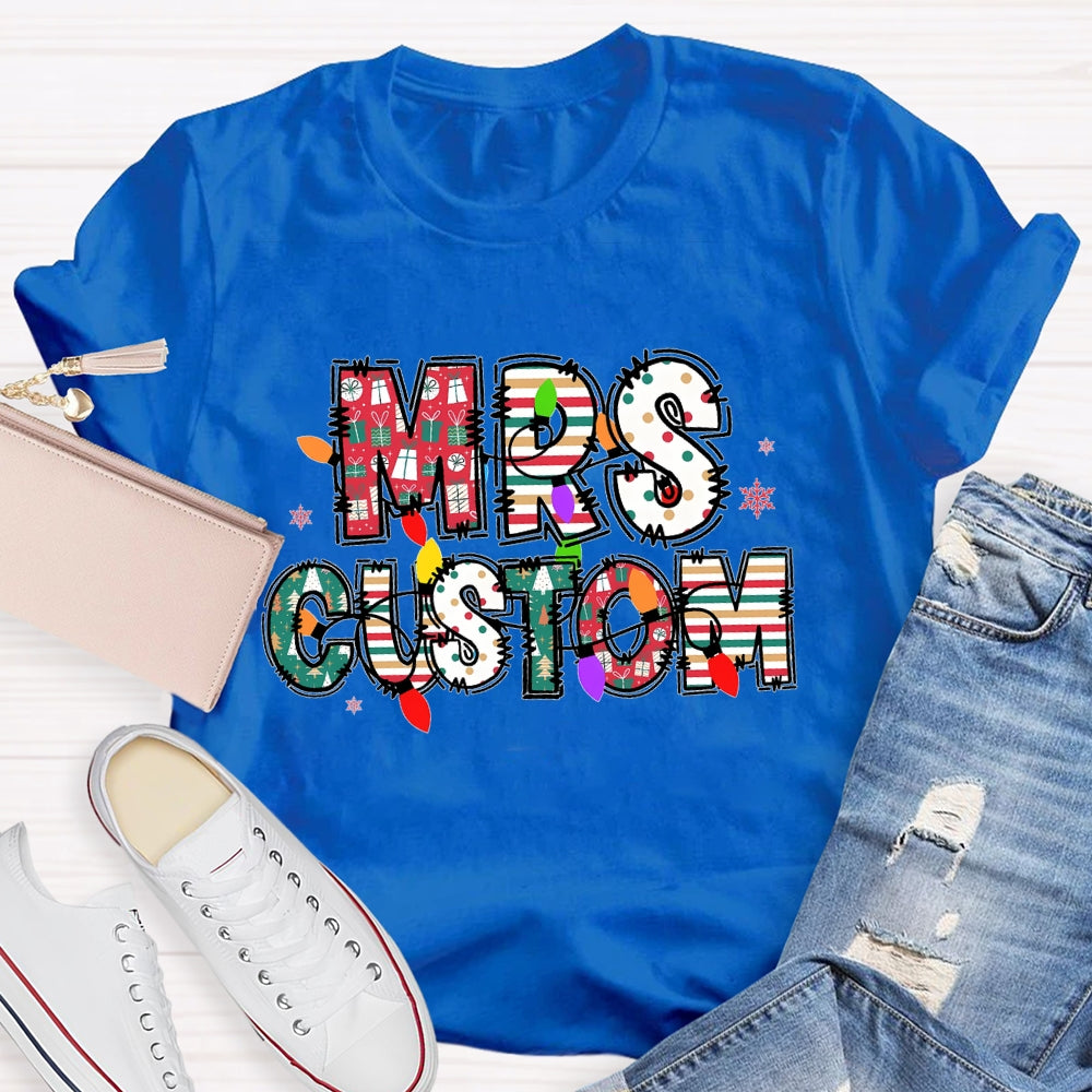 Personalized Name Christmas Lights Letters T-shirt