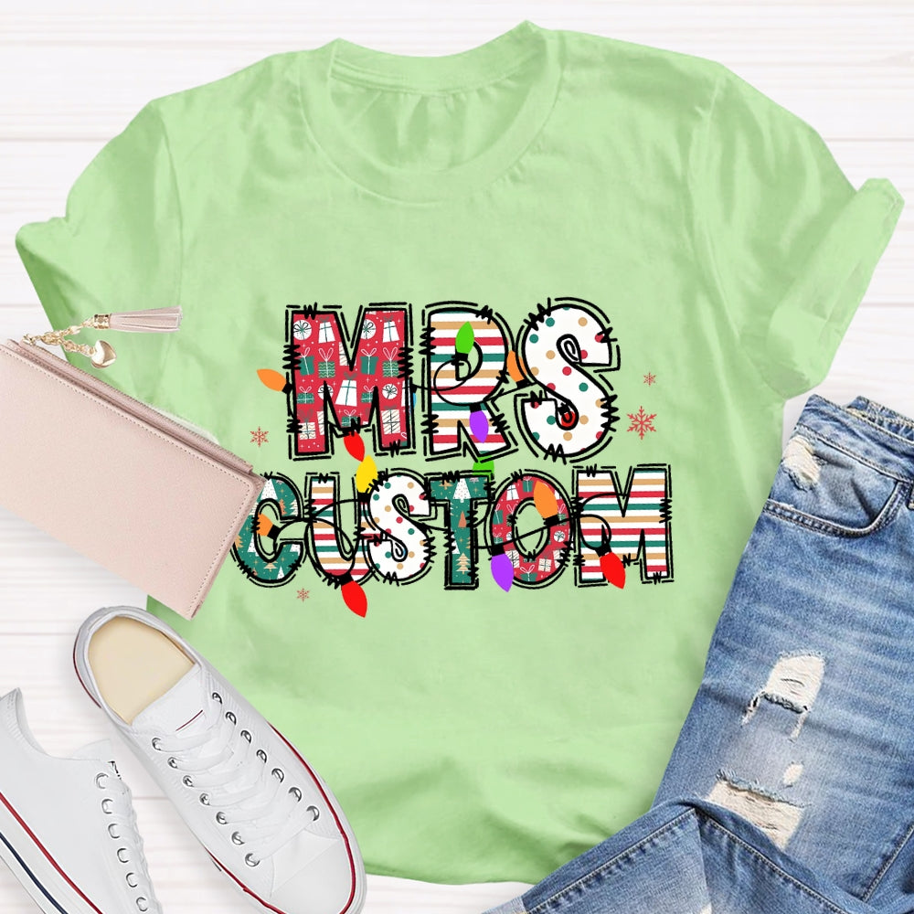 Personalized Name Christmas Lights Letters T-shirt