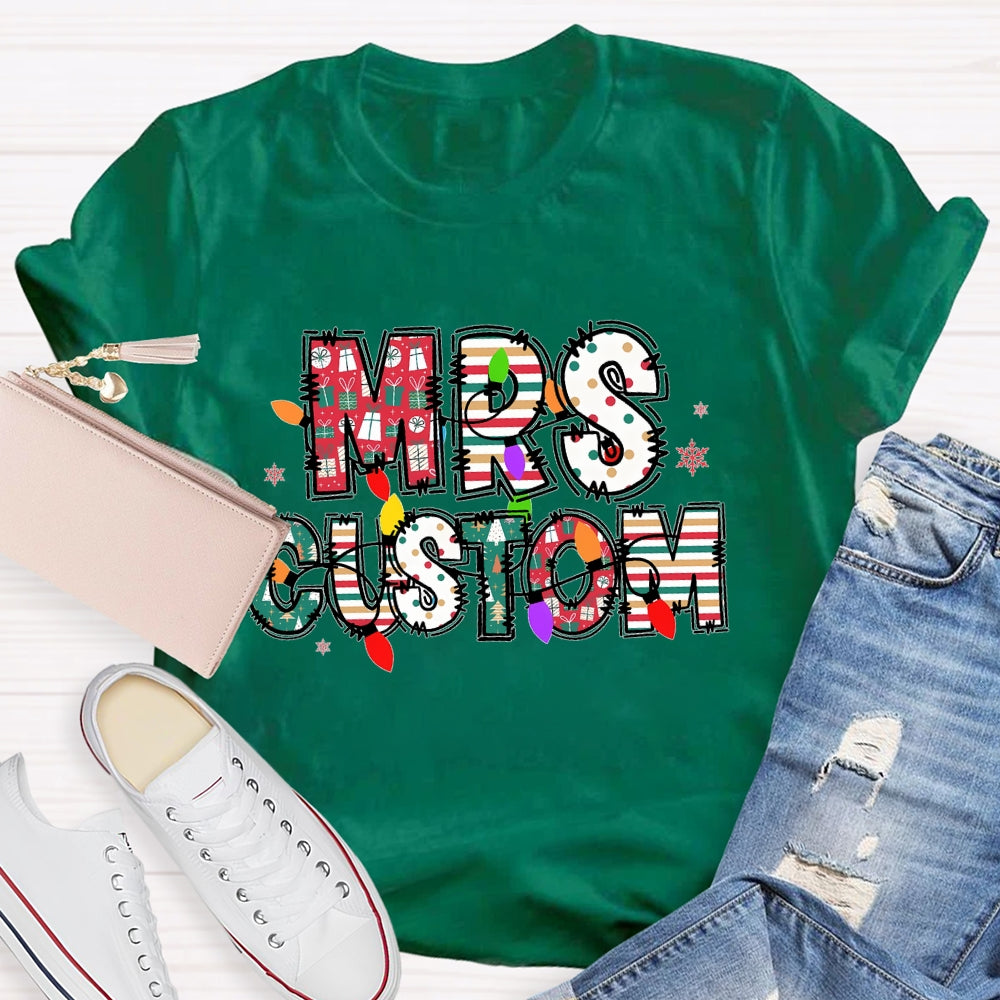 Personalized Name Christmas Lights Letters T-shirt