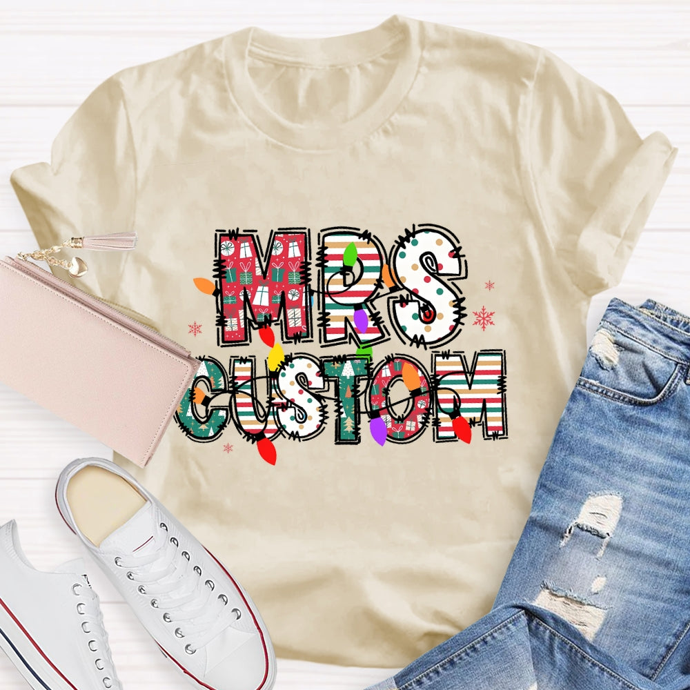 Personalized Name Christmas Lights Letters T-shirt