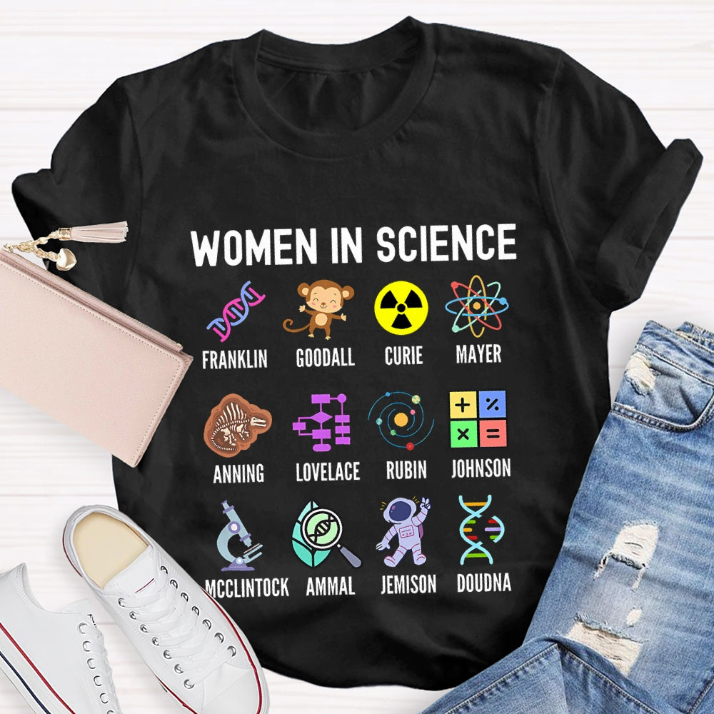 Women In Science Colorful Pattern Print T-shirt